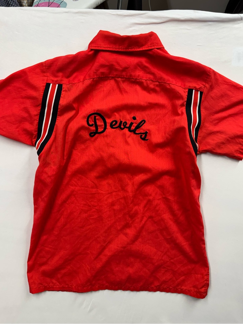 RARE Vintage 50s Hilton Bowling Shirt Mens M Red DEVILS Chainstitch USA Made